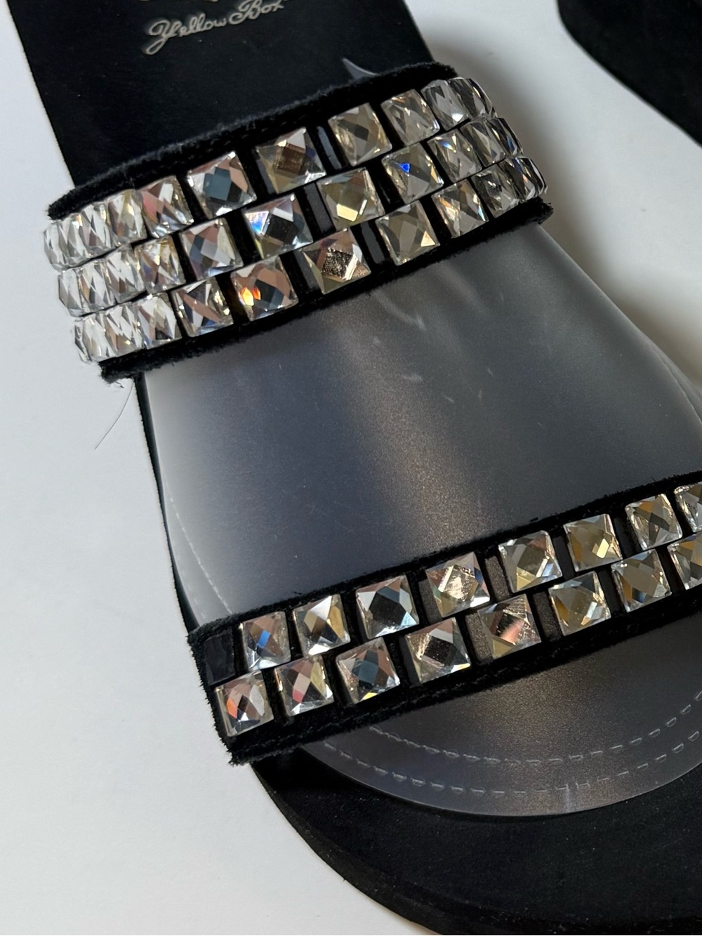Embellished Black Wedge Slide Sandals - Size 11 - Picture 9 of 10